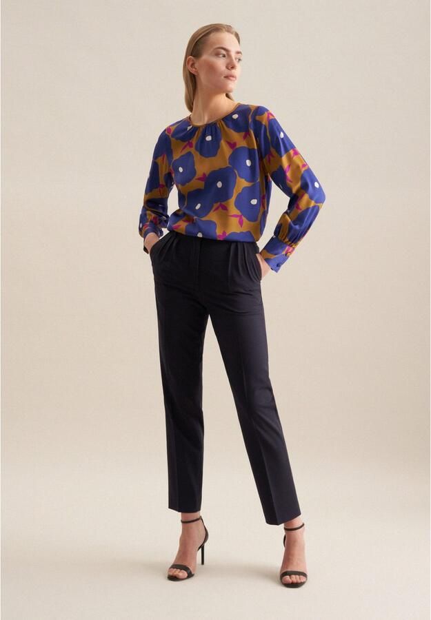 Seidensticker Shirtblouse Zwarte roos Lange mouwen ronde hals print - Foto 6