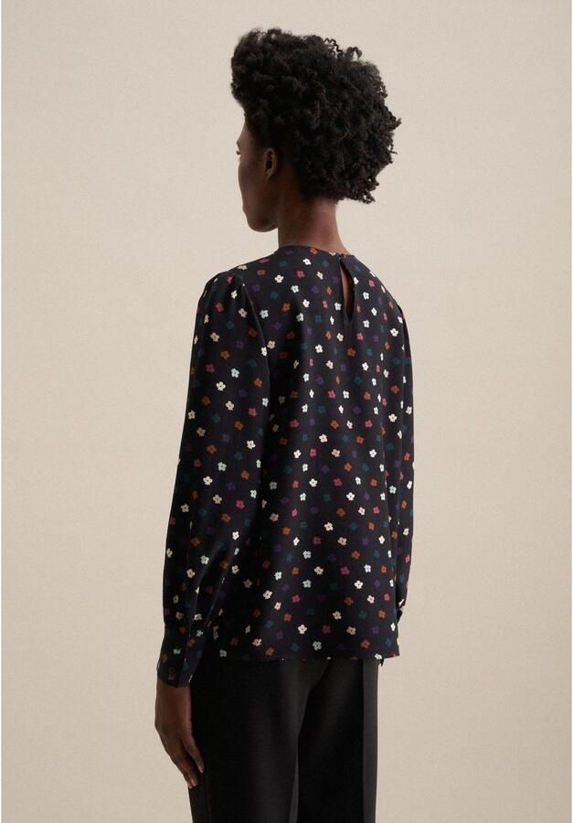 Seidensticker Shirtblouse Zwarte roos Lange mouwen ronde hals print - Foto 2