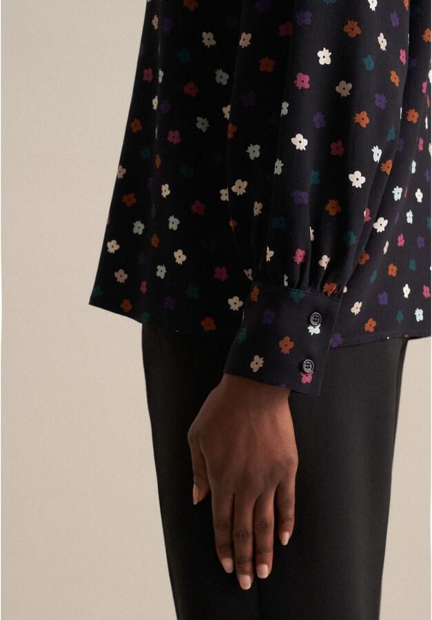 Seidensticker Shirtblouse Zwarte roos Lange mouwen ronde hals print - Foto 4