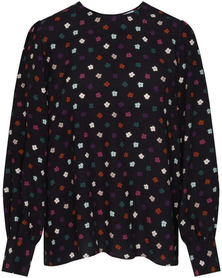 Seidensticker Shirtblouse Zwarte roos Lange mouwen ronde hals print