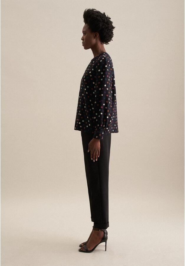 Seidensticker Shirtblouse Zwarte roos Lange mouwen ronde hals print - Foto 6