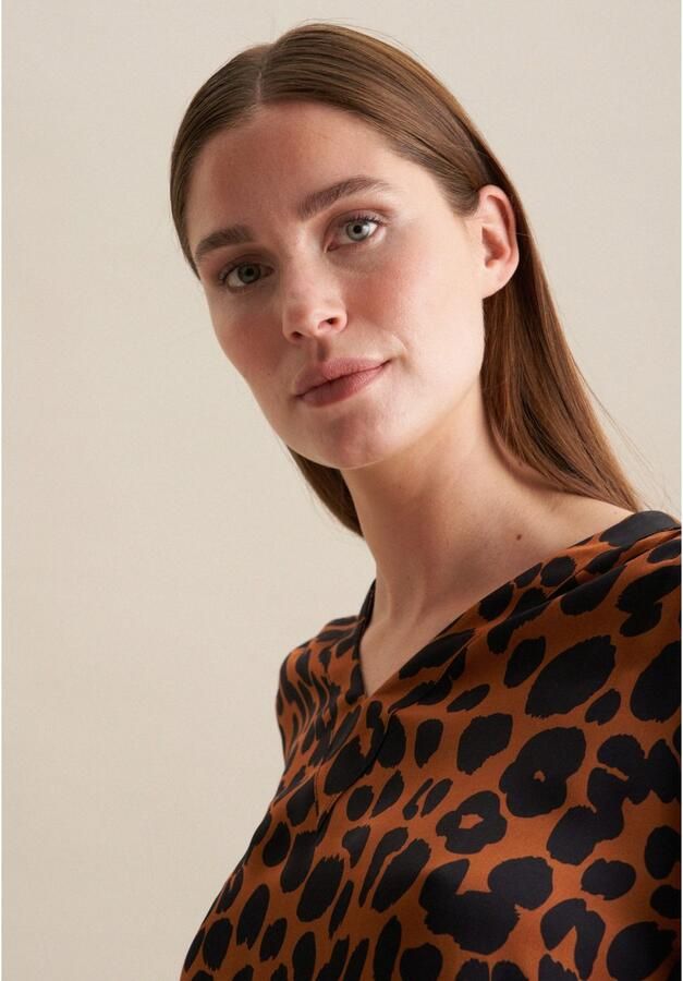 Seidensticker Shirtblouse Zwarte roos Lange mouwen V-hals print - Foto 4