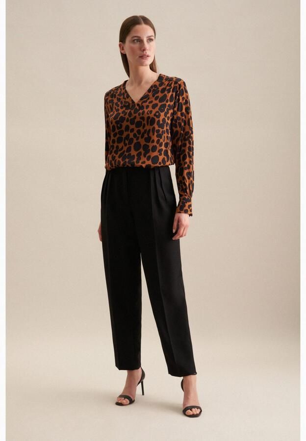 Seidensticker Shirtblouse Zwarte roos Lange mouwen V-hals print - Foto 7