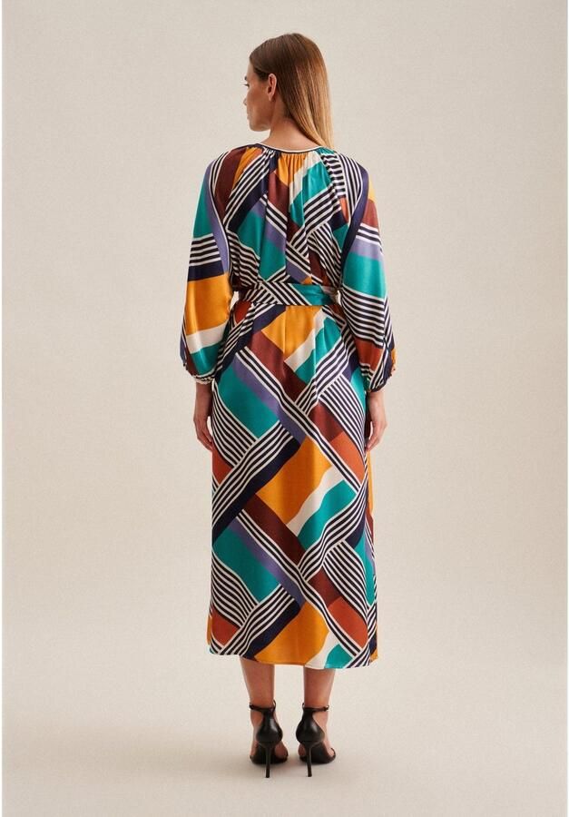 Seidensticker Zomerjurk Zwarte roos 3 4 mouw ronde hals geometrisch patroon - Foto 3