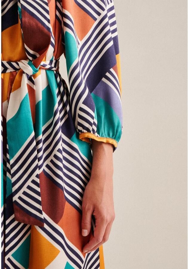 Seidensticker Zomerjurk Zwarte roos 3 4 mouw ronde hals geometrisch patroon - Foto 2