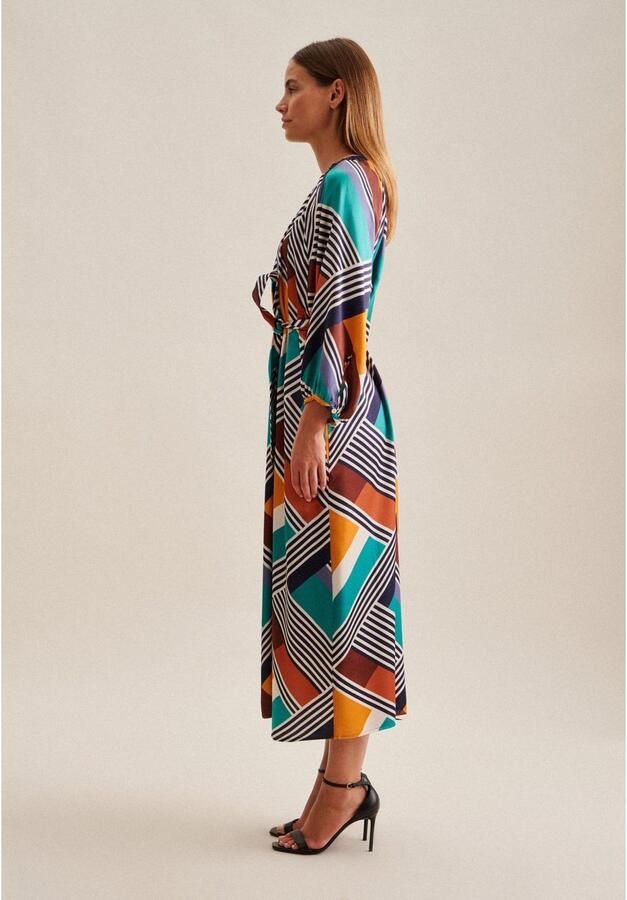 Seidensticker Zomerjurk Zwarte roos 3 4 mouw ronde hals geometrisch patroon - Foto 4