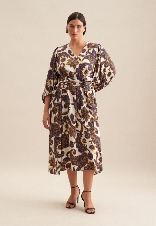 Seidensticker Zomerjurk Zwarte roos 3 4-mouw v-hals paisley - Foto 8