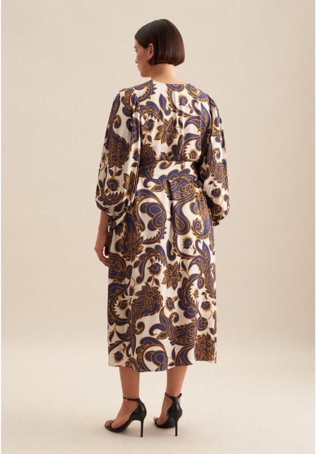 Seidensticker Zomerjurk Zwarte roos 3 4-mouw v-hals paisley - Foto 3