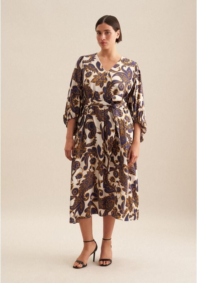 Seidensticker Zomerjurk Zwarte roos 3 4-mouw v-hals paisley - Foto 5