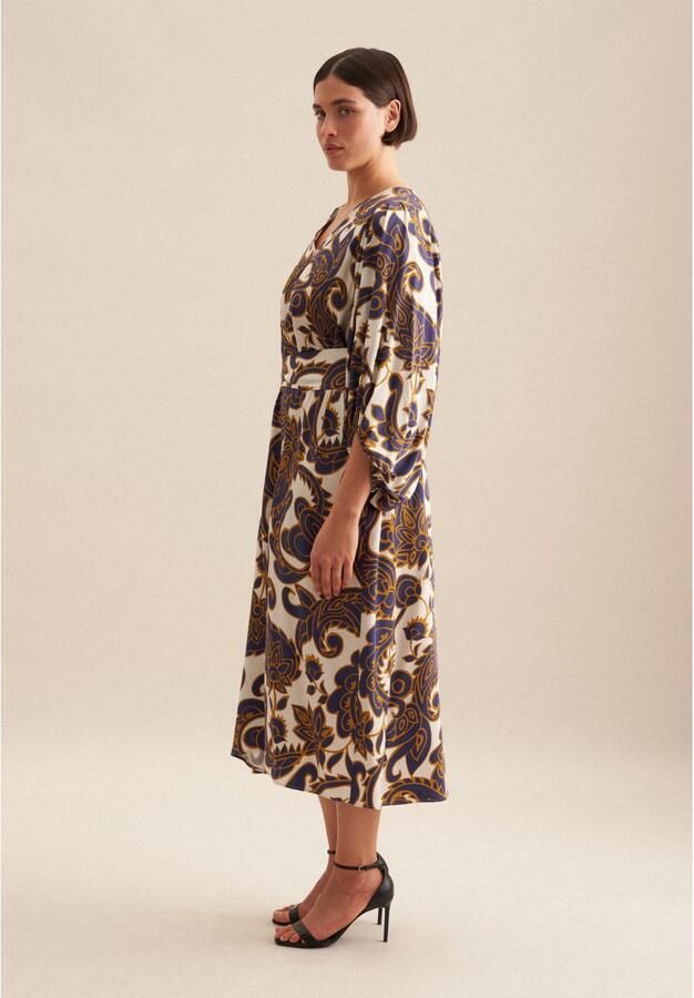 Seidensticker Zomerjurk Zwarte roos 3 4-mouw v-hals paisley - Foto 6