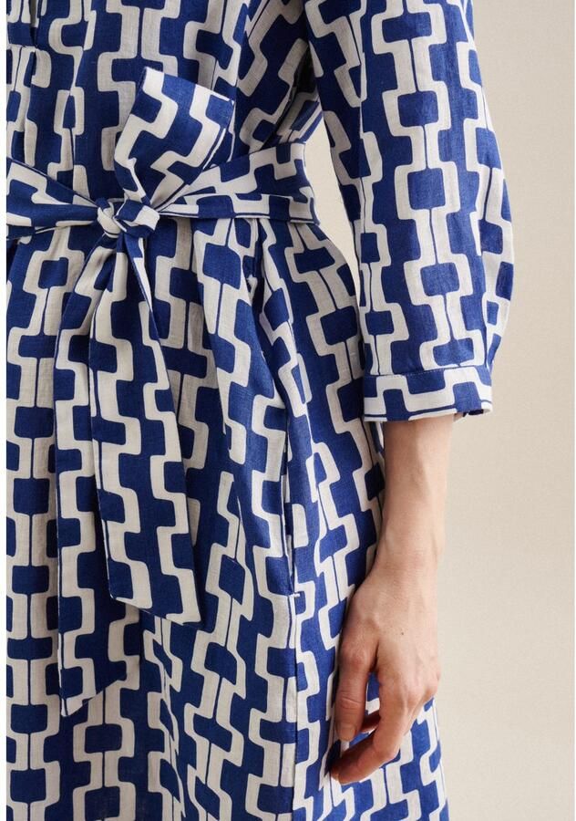 Seidensticker Linnen jurk met strikceintuur model 'Washer!'