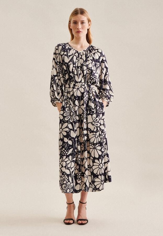 Seidensticker Zomerjurk Zwarte roos 3 4-mouwen ronde hals in bloemmotief - Foto 6