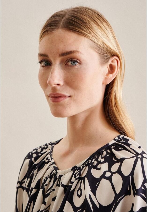 Seidensticker Zomerjurk Zwarte roos 3 4-mouwen ronde hals in bloemmotief - Foto 2