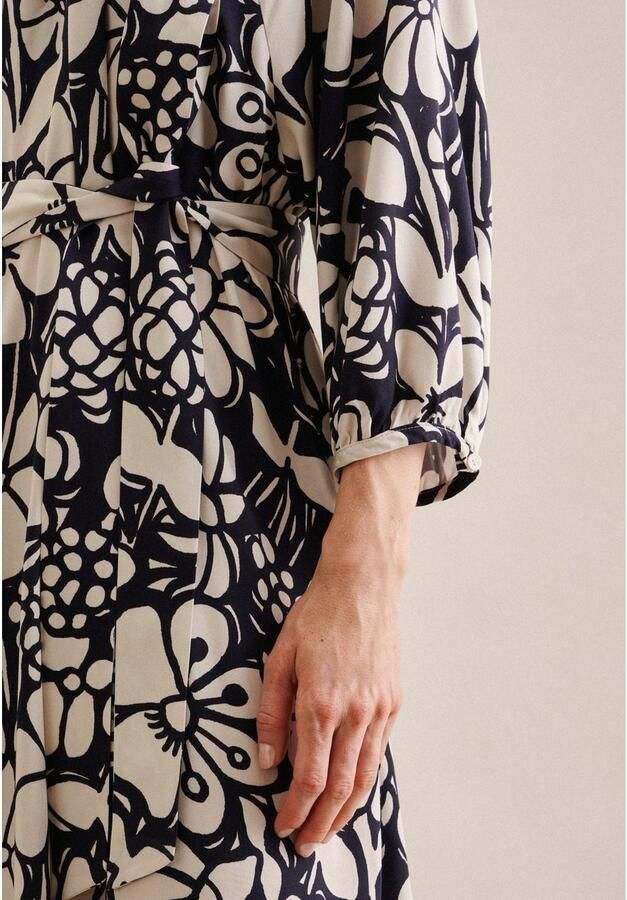 Seidensticker Zomerjurk Zwarte roos 3 4-mouwen ronde hals in bloemmotief - Foto 3