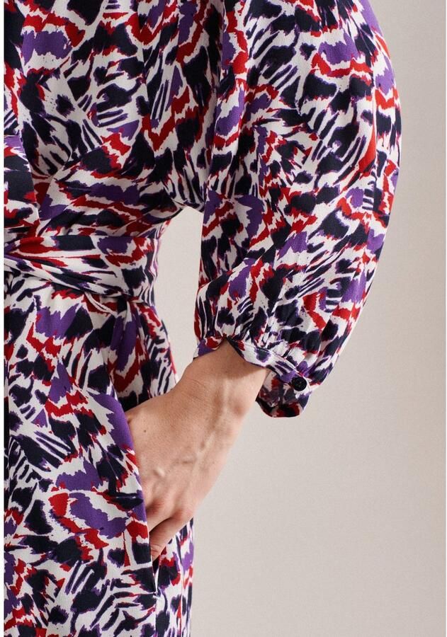 Seidensticker Zomerjurk Zwarte roos 3 4-mouwen ronde hals print