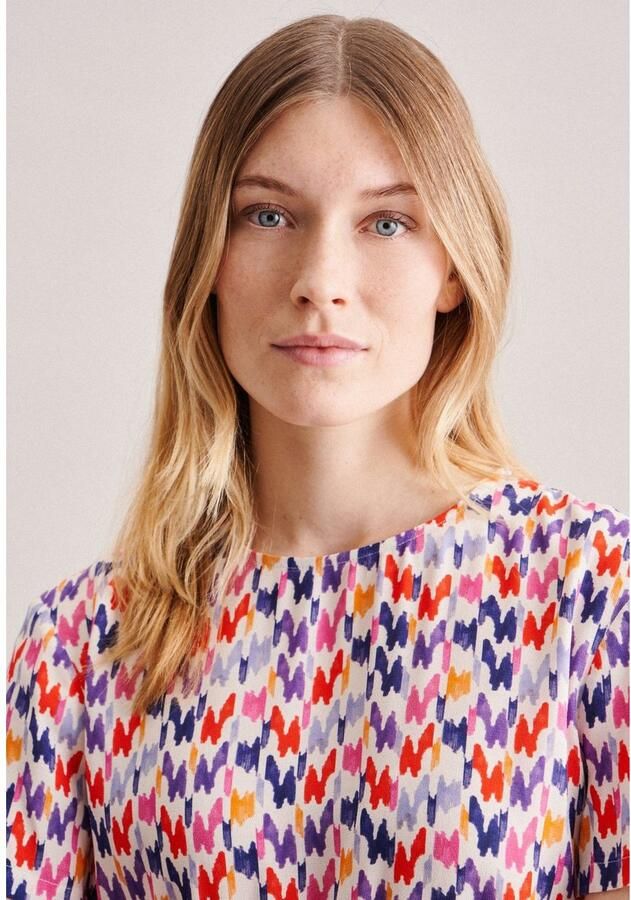 Seidensticker Zomerjurk Zwarte roos Korte mouwen ronde hals print