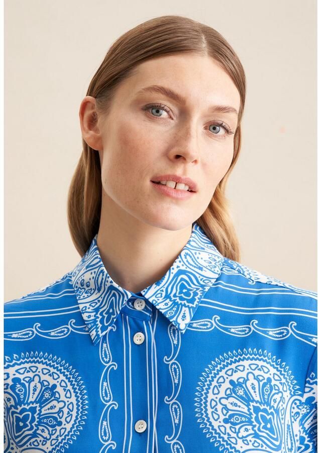 Seidensticker Zomerjurk Zwarte roos Langarm kraag sjaalprint - Foto 8