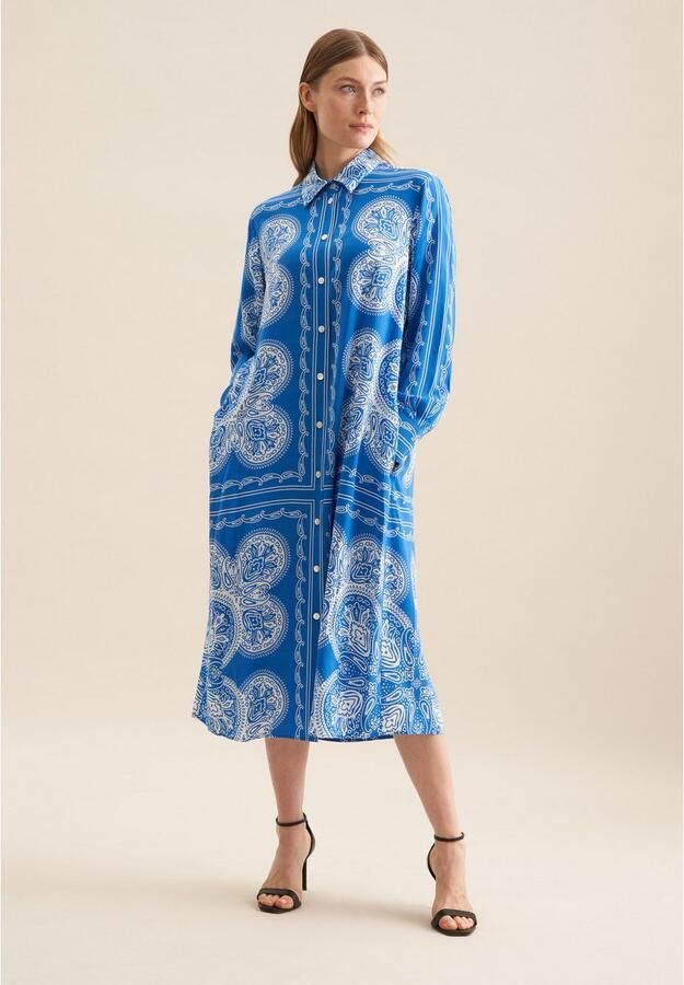 Seidensticker Zomerjurk Zwarte roos Langarm kraag sjaalprint - Foto 3