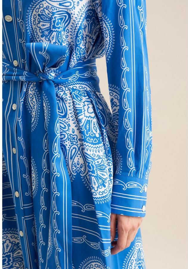 Seidensticker Zomerjurk Zwarte roos Langarm kraag sjaalprint - Foto 2