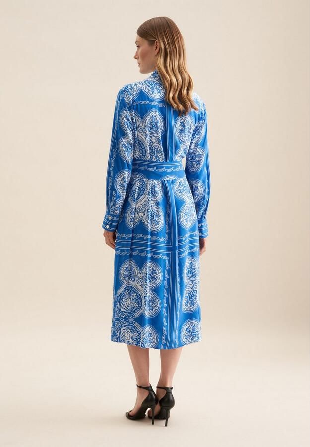 Seidensticker Zomerjurk Zwarte roos Langarm kraag sjaalprint - Foto 4