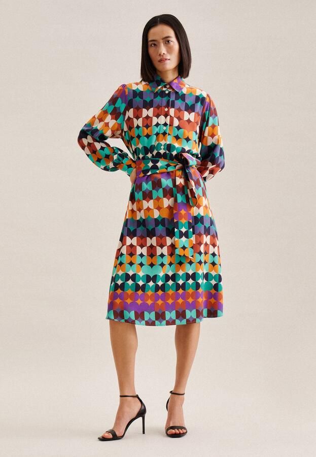 Seidensticker Zomerjurk Zwarte roos Lange mouwen kraag geometrische motieven - Foto 6