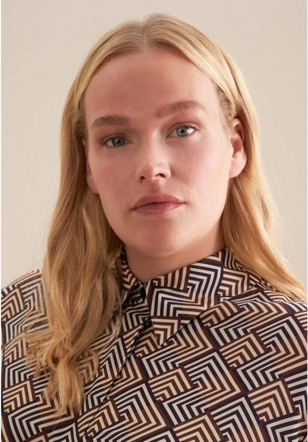 Seidensticker Zomerjurk Zwarte roos Lange mouwen kraag geometrische motieven - Foto 3