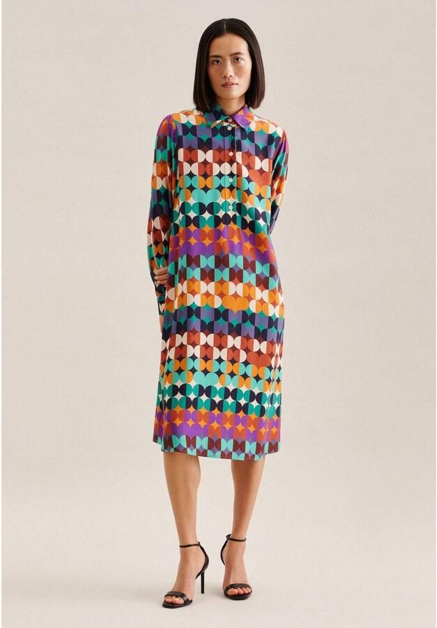 Seidensticker Zomerjurk Zwarte roos Lange mouwen kraag geometrische motieven - Foto 5