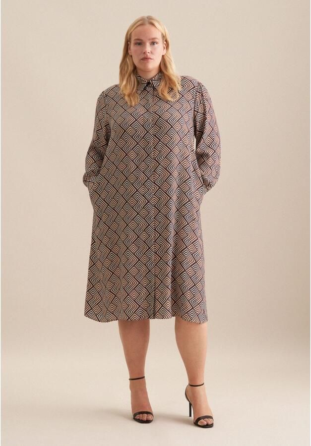 Seidensticker Zomerjurk Zwarte roos Lange mouwen kraag geometrische motieven - Foto 5