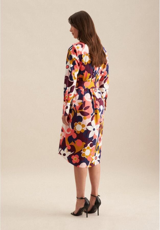 Seidensticker Zomerjurk Zwarte roos Lange mouwen kraag in bloemmotief - Foto 5