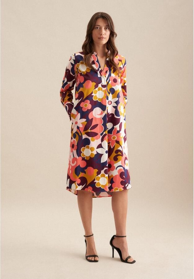 Seidensticker Zomerjurk Zwarte roos Lange mouwen kraag in bloemmotief - Foto 6