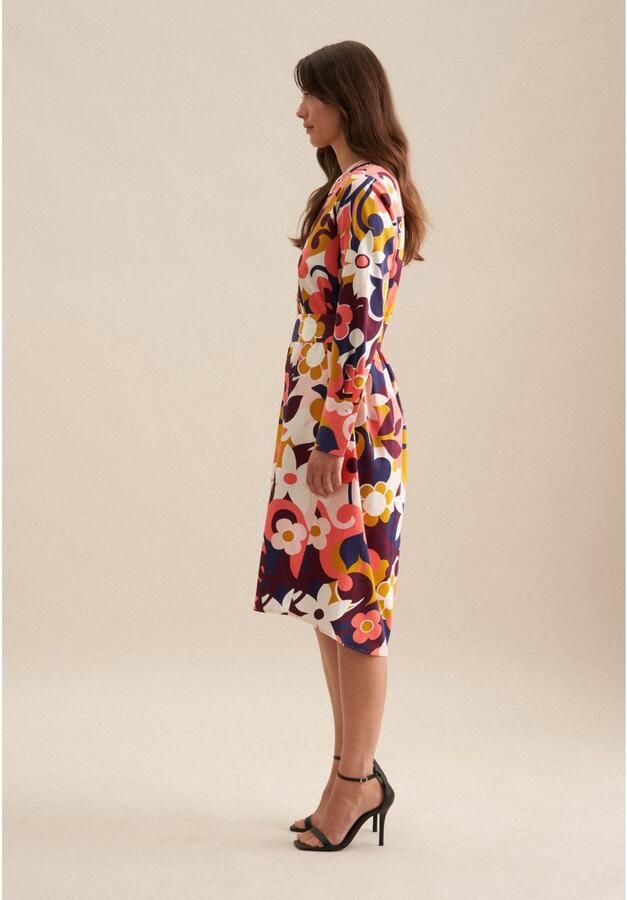 Seidensticker Zomerjurk Zwarte roos Lange mouwen kraag in bloemmotief - Foto 4