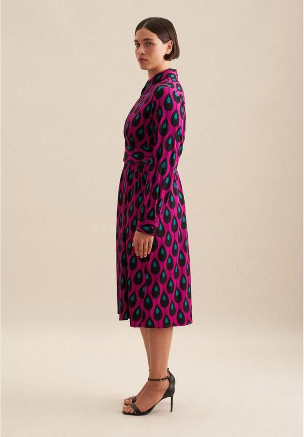 Seidensticker Zomerjurk Zwarte roos Lange mouwen kraag print - Foto 5