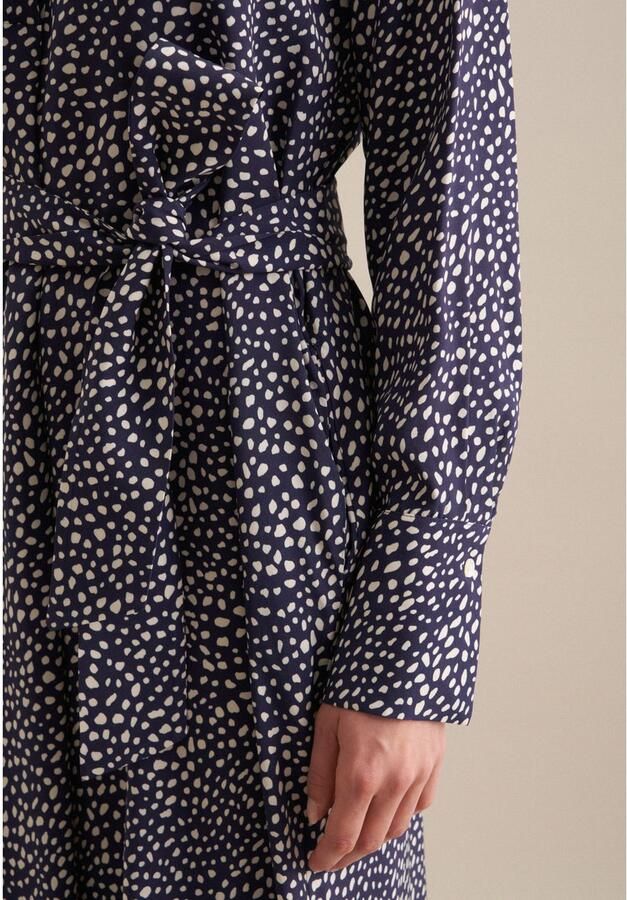 Seidensticker Zomerjurk Zwarte roos Lange mouwen kraag print