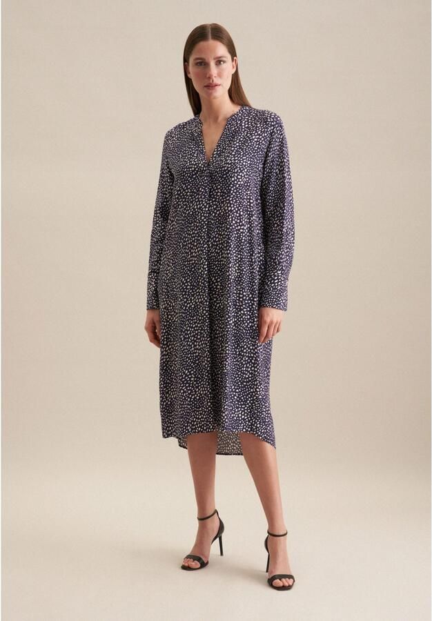 Seidensticker Zomerjurk Zwarte roos Lange mouwen kraag print - Foto 4