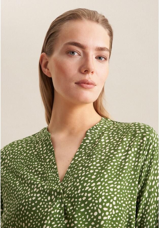 Seidensticker Zomerjurk Zwarte roos Lange mouwen kraag print