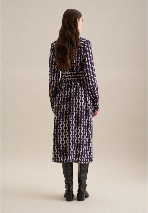 Seidensticker Zomerjurk Zwarte roos Lange mouwen kraag print