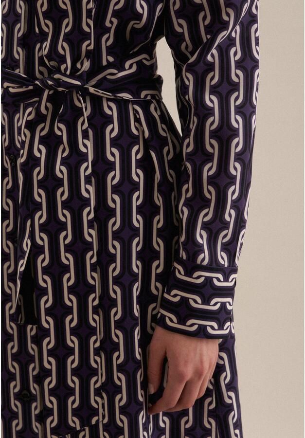 Seidensticker Zomerjurk Zwarte roos Lange mouwen kraag print - Foto 3