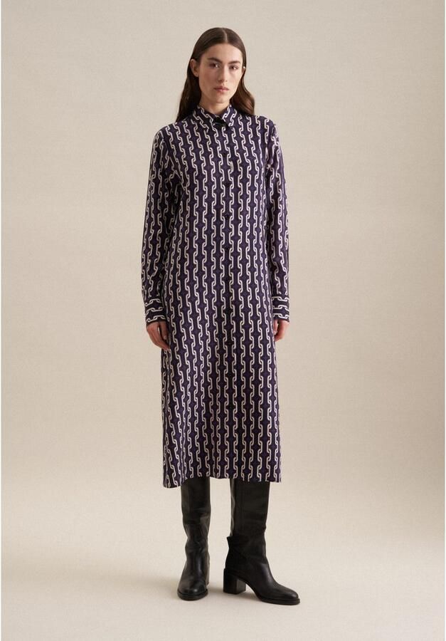 Seidensticker Zomerjurk Zwarte roos Lange mouwen kraag print - Foto 4