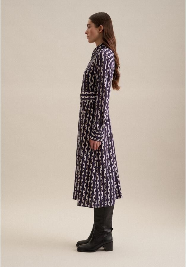 Seidensticker Zomerjurk Zwarte roos Lange mouwen kraag print - Foto 5