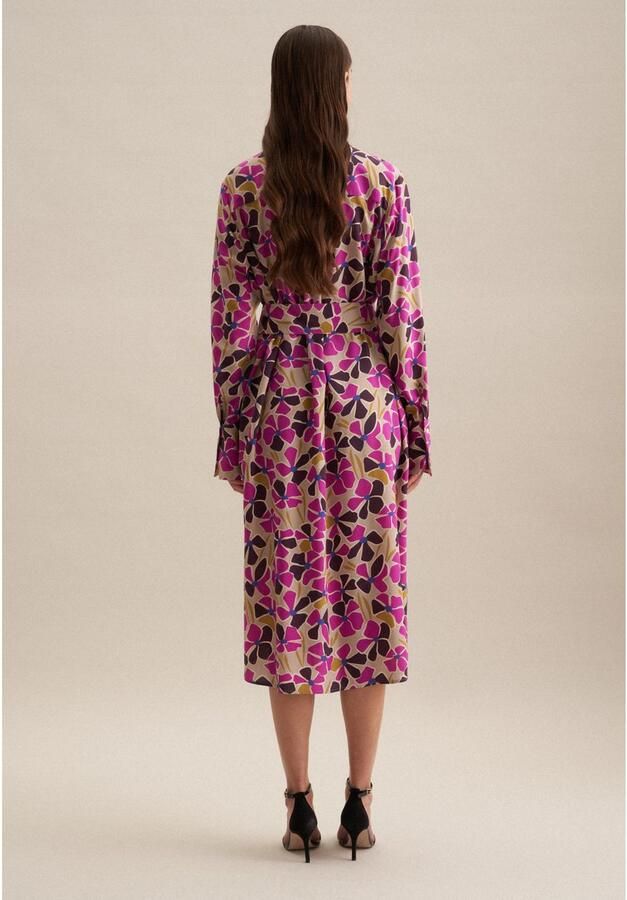 Seidensticker Zomerjurk Zwarte roos Lange mouwen kraag print