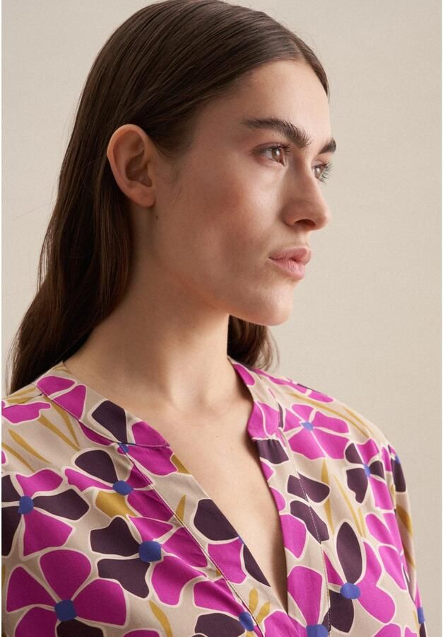 Seidensticker Zomerjurk Zwarte roos Lange mouwen kraag print - Foto 2