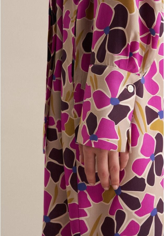 Seidensticker Zomerjurk Zwarte roos Lange mouwen kraag print - Foto 3