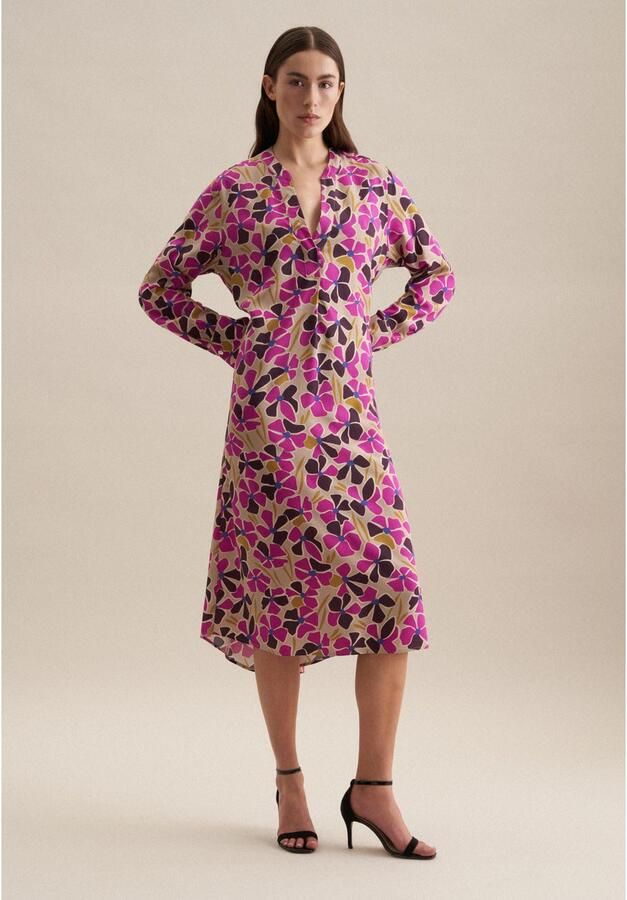 Seidensticker Zomerjurk Zwarte roos Lange mouwen kraag print - Foto 5