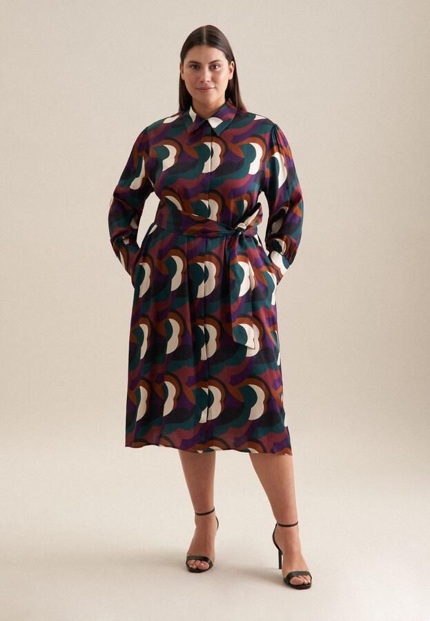 Seidensticker Zomerjurk Zwarte roos Lange mouwen kraag print - Foto 8