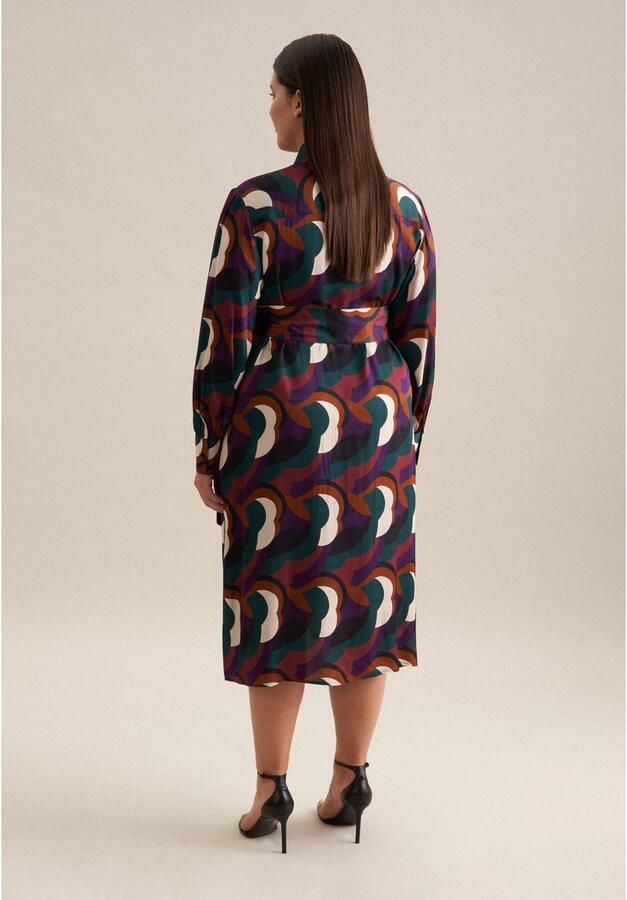 Seidensticker Zomerjurk Zwarte roos Lange mouwen kraag print