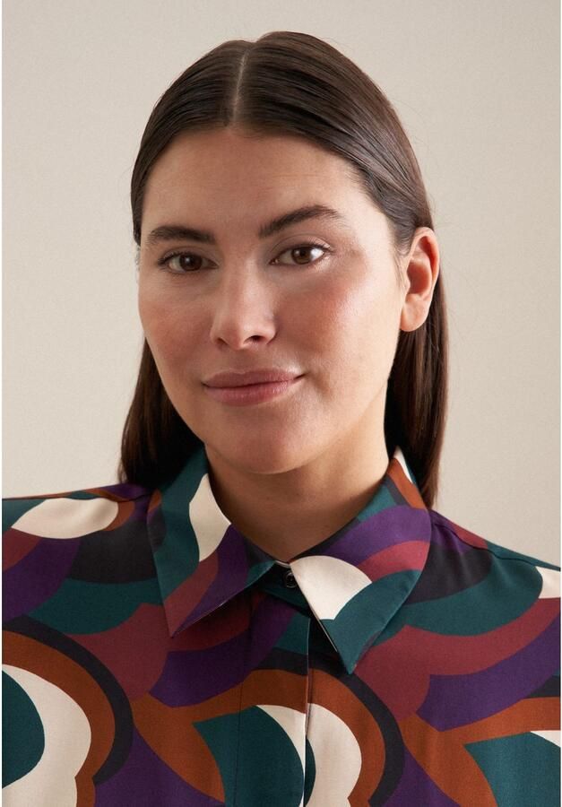 Seidensticker Zomerjurk Zwarte roos Lange mouwen kraag print - Foto 2