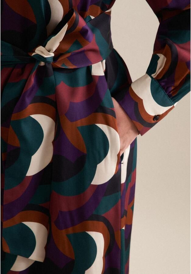 Seidensticker Zomerjurk Zwarte roos Lange mouwen kraag print - Foto 3