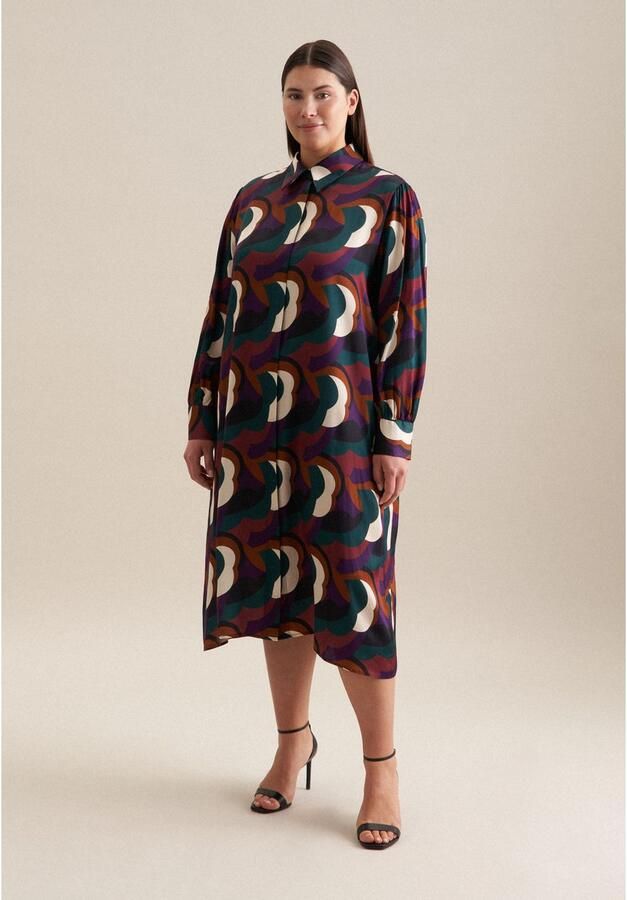 Seidensticker Zomerjurk Zwarte roos Lange mouwen kraag print - Foto 5