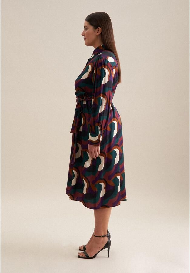 Seidensticker Zomerjurk Zwarte roos Lange mouwen kraag print - Foto 6