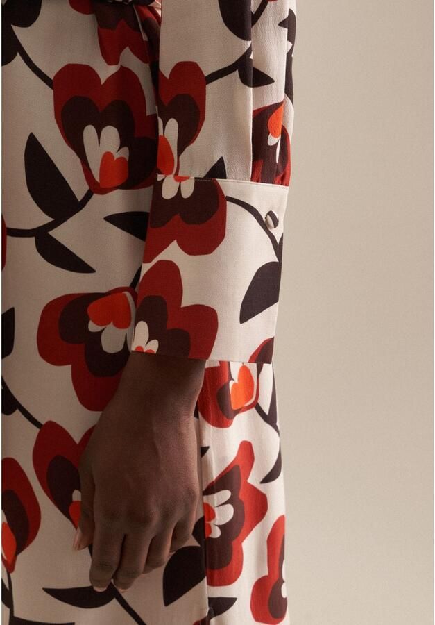 Seidensticker Zomerjurk Zwarte roos Lange mouwen kraag print - Foto 3